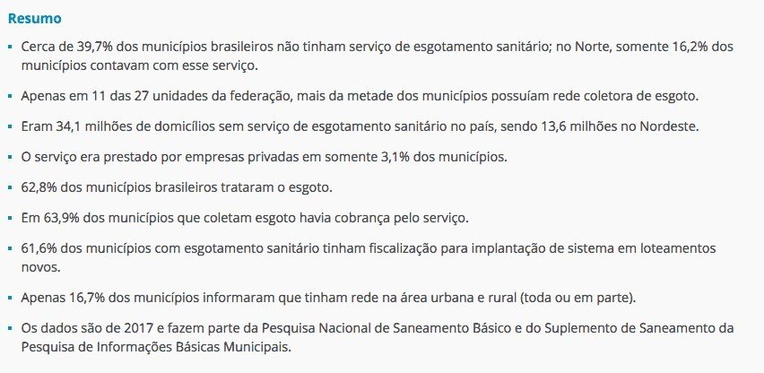 Quase 40% dos municípios do Brasil não têm serviços de esgoto - Jornal O São Paulo