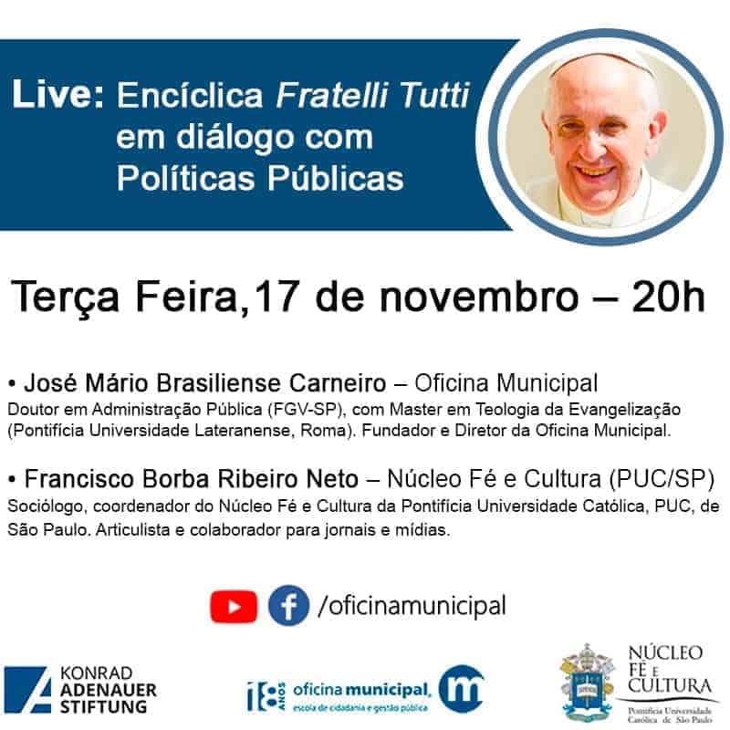 Live destaca a Fratelli tutti em diálogos com as políticas públicas - Jornal O São Paulo