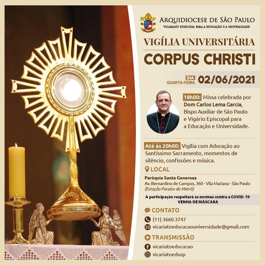Vicariato para a Educação promove Vigília Universitária de Corpus Christi - Jornal O São Paulo