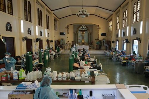 Capela do Hospital Geral da cidade de Quezón nas Filipinas recebe doentes por COVID  Crédito Hospital Geral da cidade de Quezón