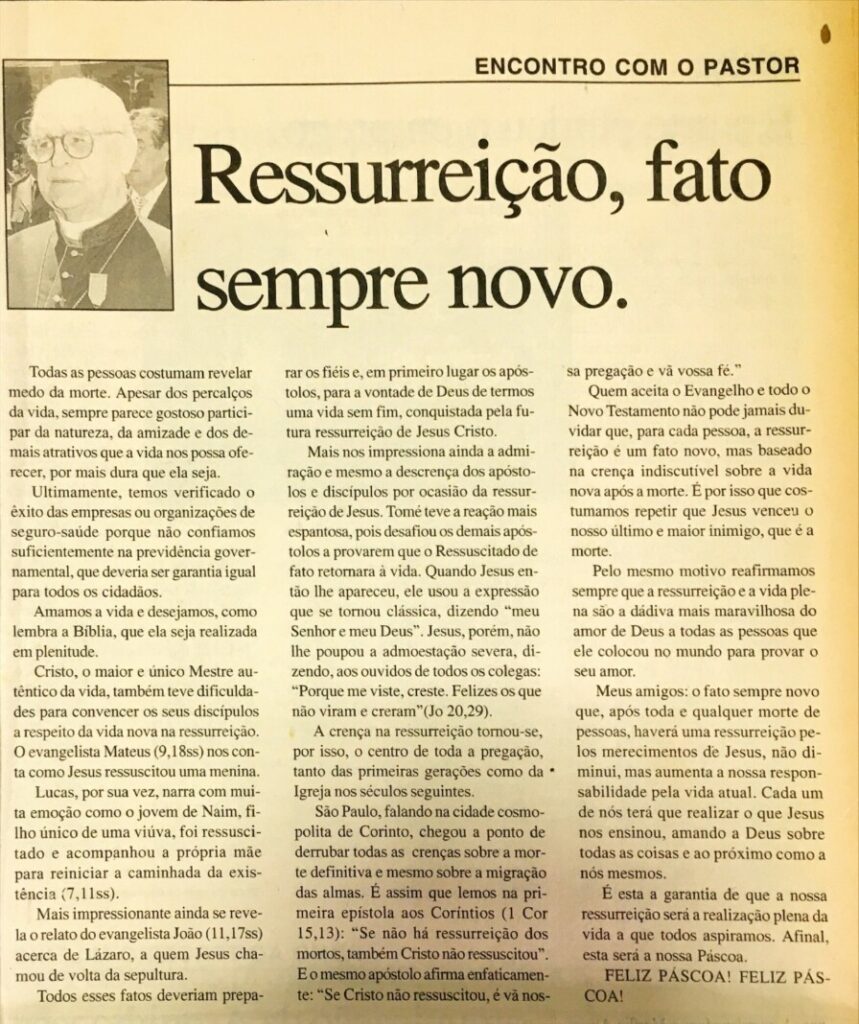 Dom Paulo na seção ‘Encontro com o Pastor’: 1970 – 1998 - Jornal O São Paulo