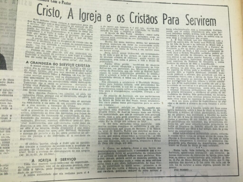Dom Paulo na seção ‘Encontro com o Pastor’: 1970 – 1998 - Jornal O São Paulo