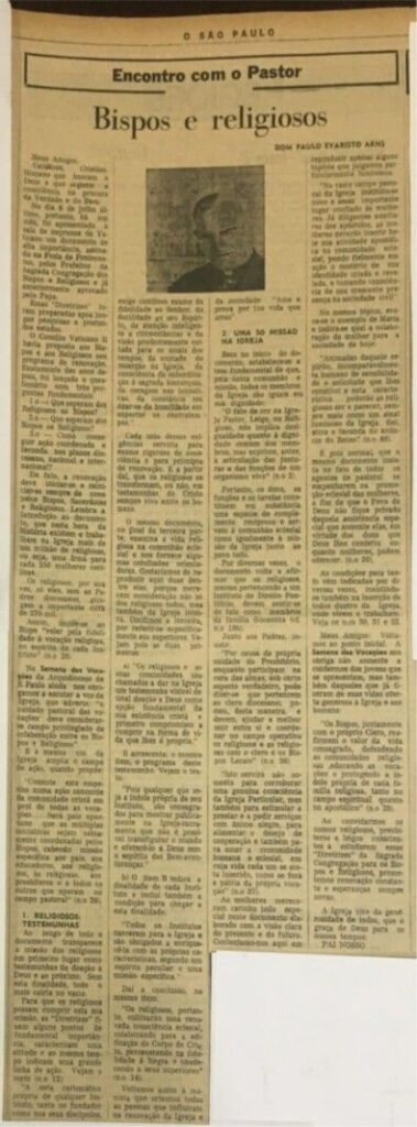 Dom Paulo na seção ‘Encontro com o Pastor’: 1970 – 1998 - Jornal O São Paulo