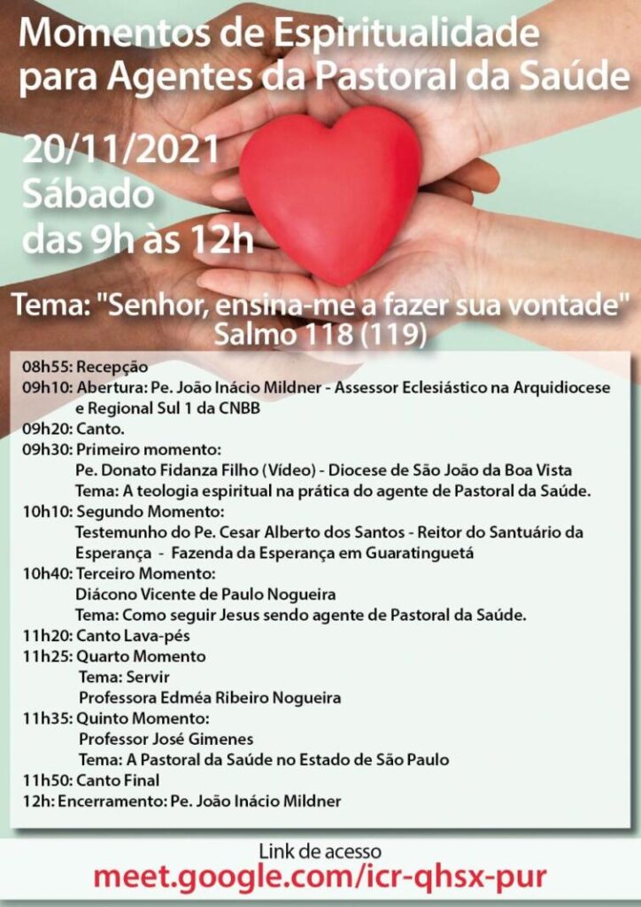 Pastoral da Saúde promove manhã de espiritualidade no próximo sábado - Jornal O São Paulo