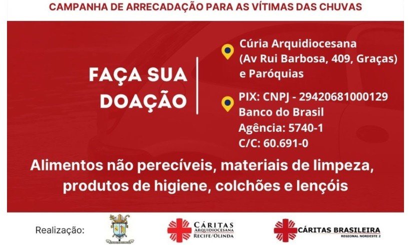 Cáritas e Arquidiocese de Olinda e Recife se mobilizam em prol de atingidos por chuvas - Jornal O São Paulo