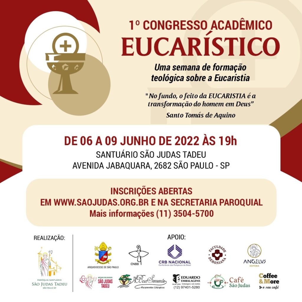 Começam as inscrições para o 1º Congresso Acadêmico Eucarístico do Santuário São Judas Tadeu - Jornal O São Paulo