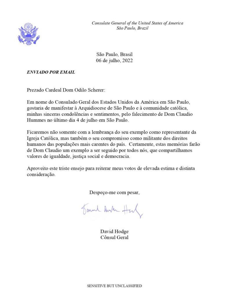 Dioceses, entidades e personalidades manifestam pesar pelo falecimento do Cardeal Cláudio Hummes - Jornal O São Paulo