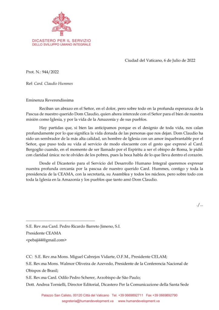 Dioceses, entidades e personalidades manifestam pesar pelo falecimento do Cardeal Cláudio Hummes - Jornal O São Paulo