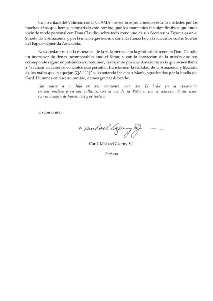 Dioceses, entidades e personalidades manifestam pesar pelo falecimento do Cardeal Cláudio Hummes - Jornal O São Paulo