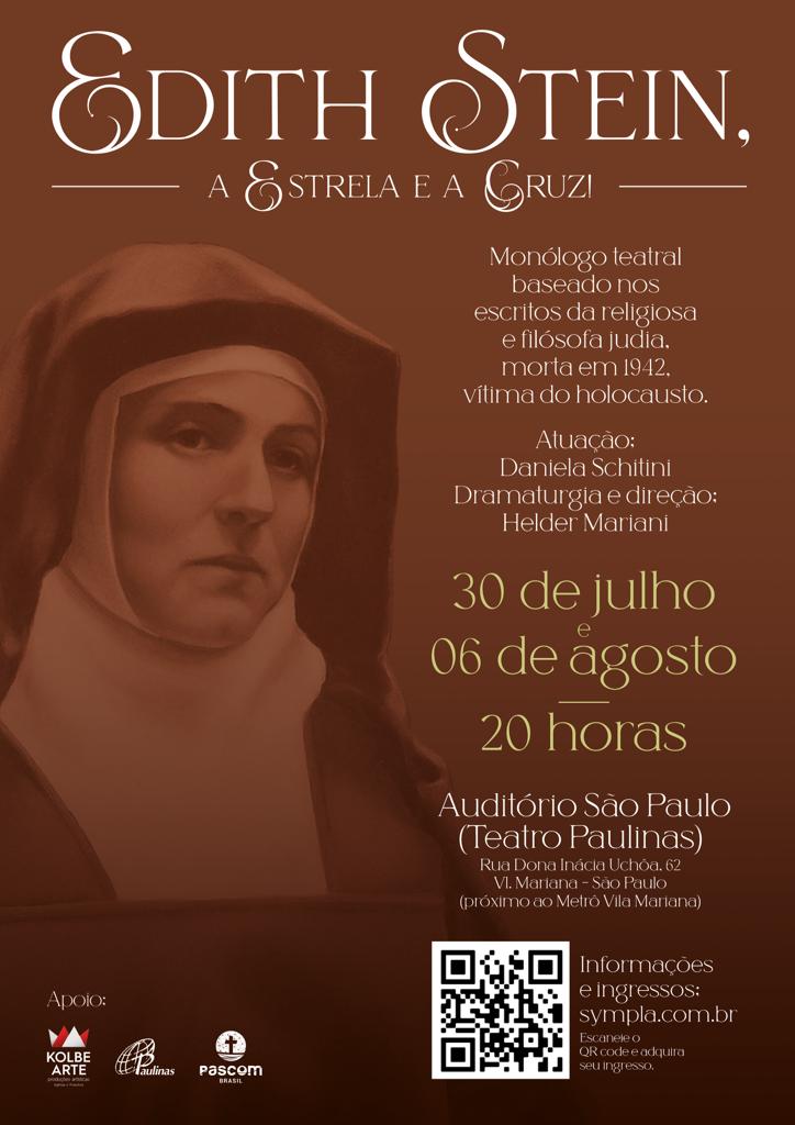‘Edith Stein – A Estrela e a Cruz’: um monólogo inspirado na vida e obra da santa carmelita - Jornal O São Paulo