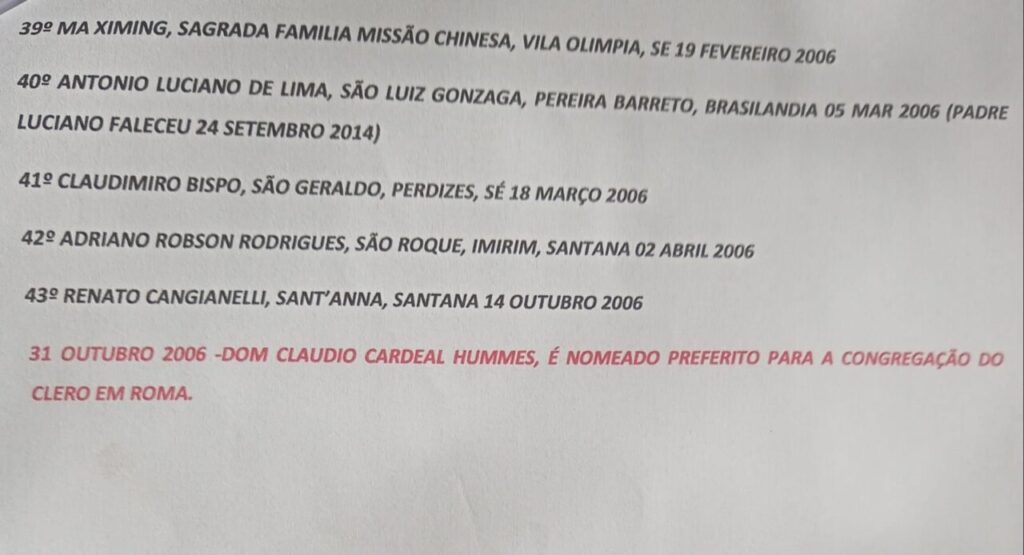 Ao menos 43 padres foram ordenados por Dom Cláudio na Arquidiocese de São Paulo