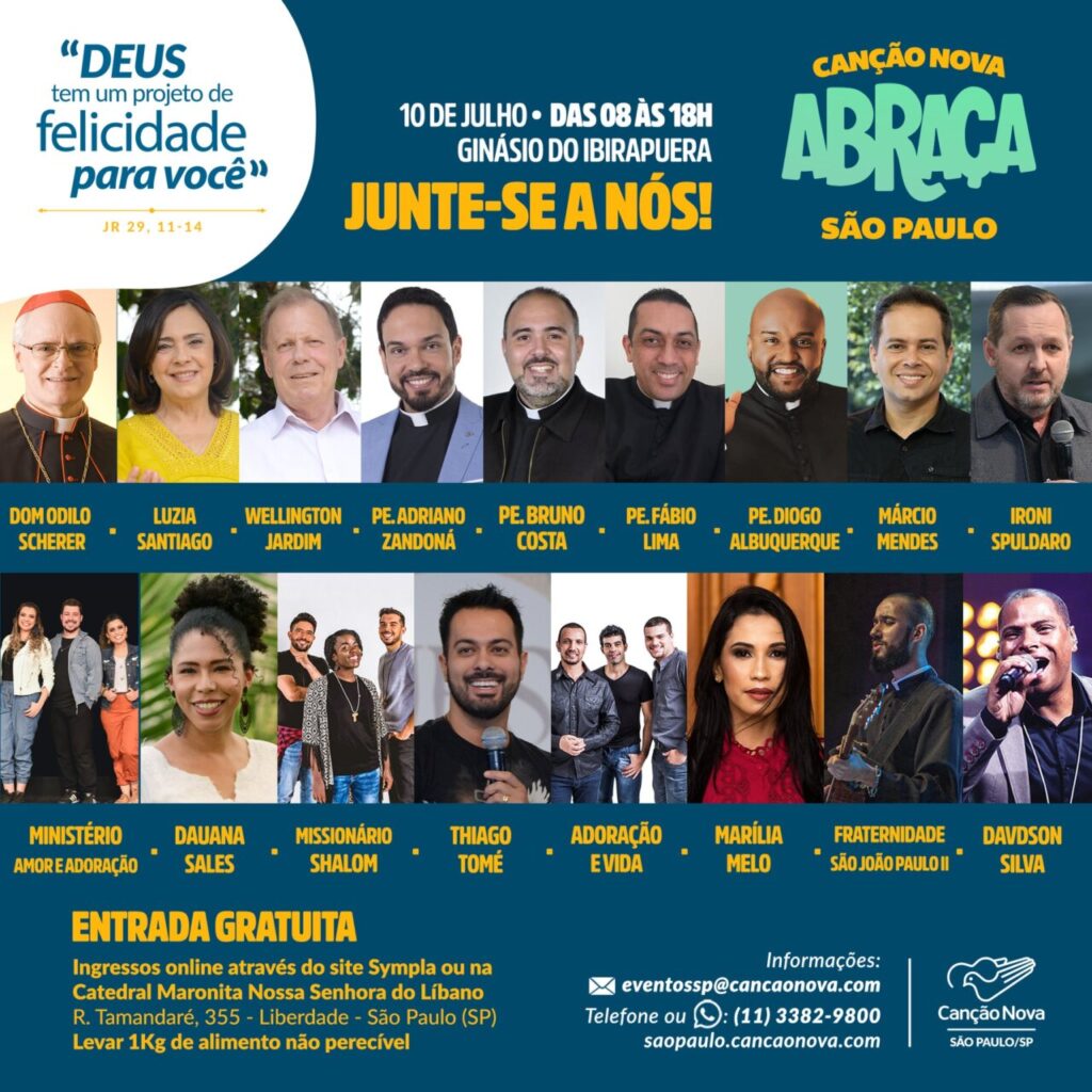 Canção Nova Abraça São Paulo acontecerá no domingo no Ginásio do Ibirapuera