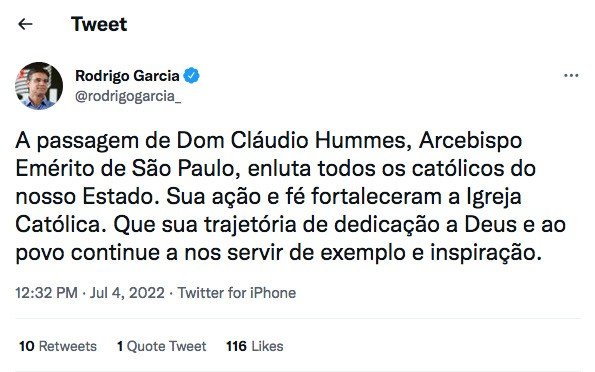 Dioceses, entidades e personalidades manifestam pesar pelo falecimento do Cardeal Cláudio Hummes - Jornal O São Paulo
