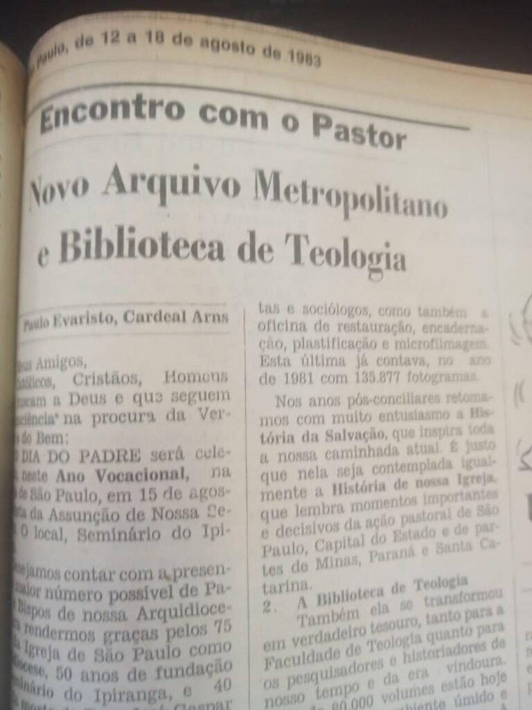 Há 40 anos, ocorria a bênção da pedra fundamental do prédio do Arquivo Metropolitano - Jornal O São Paulo