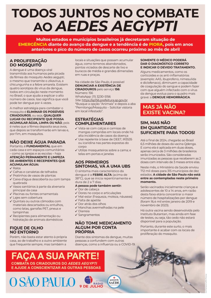 Todos juntos no combate ao Aedes Aegypti - Jornal O São Paulo