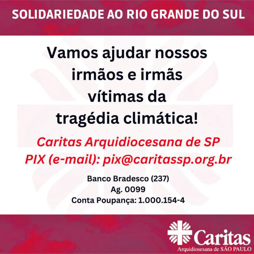 Caritas Arquidiocesana mantém a campanha de solidariedade ao RS - Jornal O São Paulo