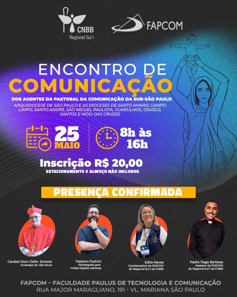 Pascom do Sub-Regional São Paulo realizará encontro de comunicação no dia 25