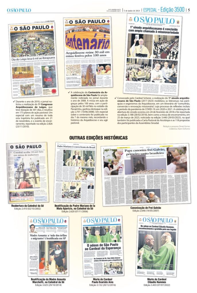 O SÃO PAULO comemora 3.500 edições - Jornal O São Paulo