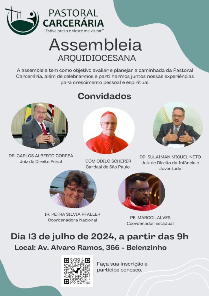 Pastoral Carcerária realizará assembleia arquidiocesana no sábado, 13 - Jornal O São Paulo