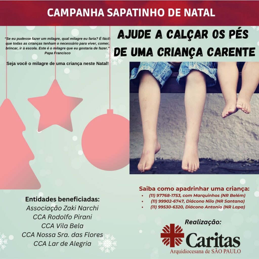 Caritas Arquidiocesana lança a campanha ‘Sapatinho de Natal’ - Jornal O São Paulo