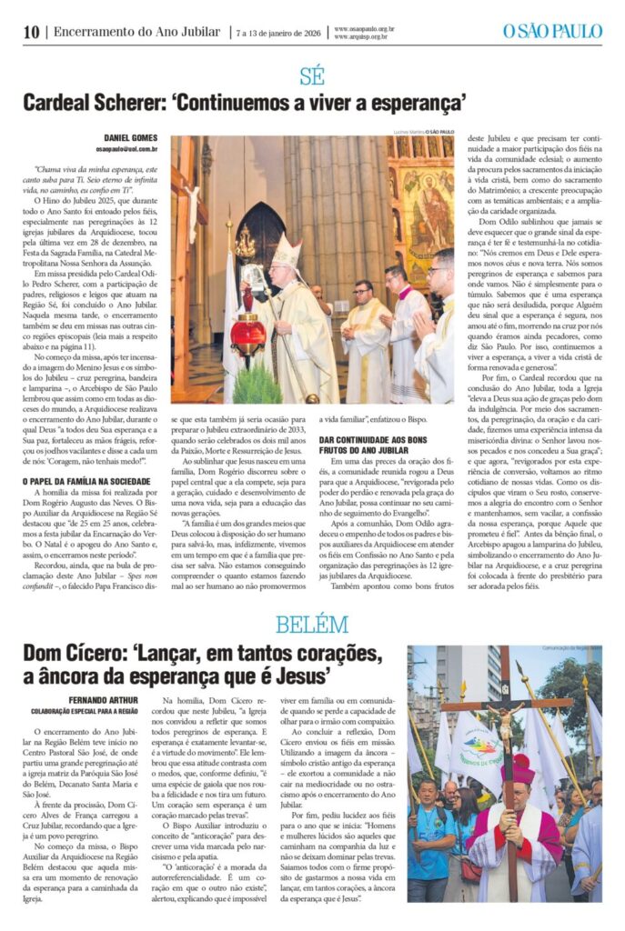 Jubileu é concluído, mas o chamado a caminhar na esperança continua - Jornal O São Paulo