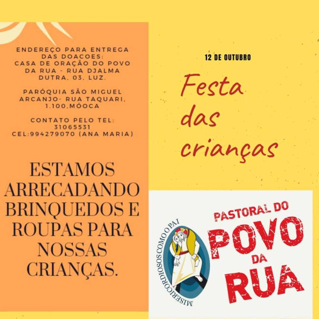 Pastoral do Povo da Rua arrecada brinquedos e roupas para o Dia das Crianças - Jornal O São Paulo