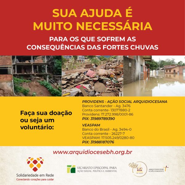 Arquidiocese de Belo Horizonte acolhe doações para amparar atingidos pelas chuvas em Minas Gerais - Jornal O São Paulo
