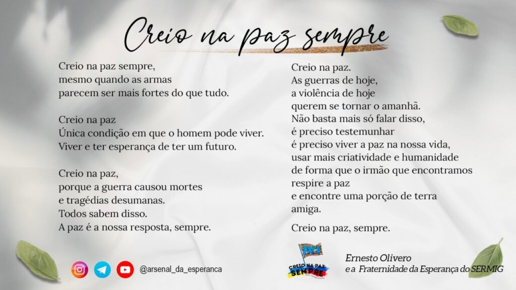 Arsenal da Esperança realiza momento de oração pela paz - Jornal O São Paulo