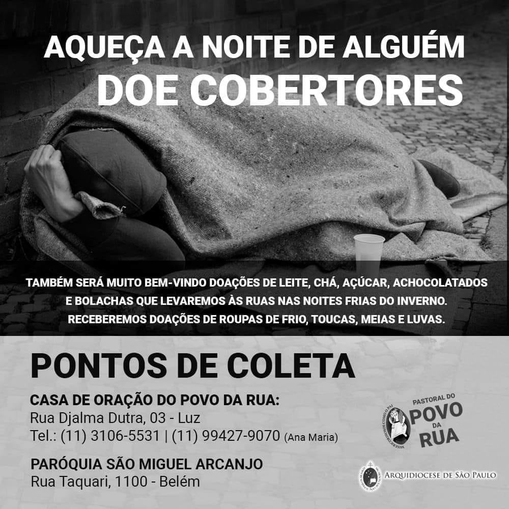Frio intenso em SP: colabore com as organizações da Igreja que auxiliam os ‘irmãos da rua’ - Jornal O São Paulo