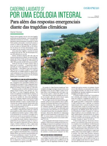 Nova edição do Caderno Laudato si’ debate as tragédias decorrentes das fortes chuvas - Jornal O São Paulo