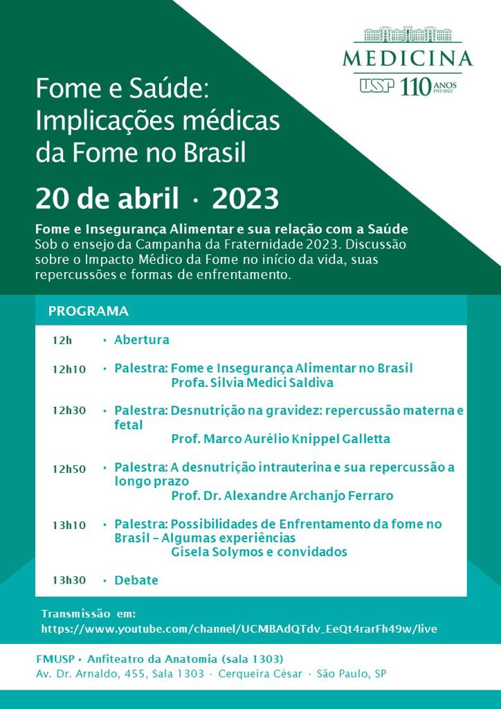 Implicações médicas da fome no Brasil é tema de evento na Faculdade de Medicina da USP - Jornal O São Paulo