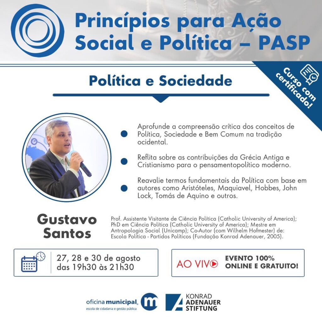 ‘Política e Sociedade’ é tema de curso on-line da Oficina Municipal - Jornal O São Paulo