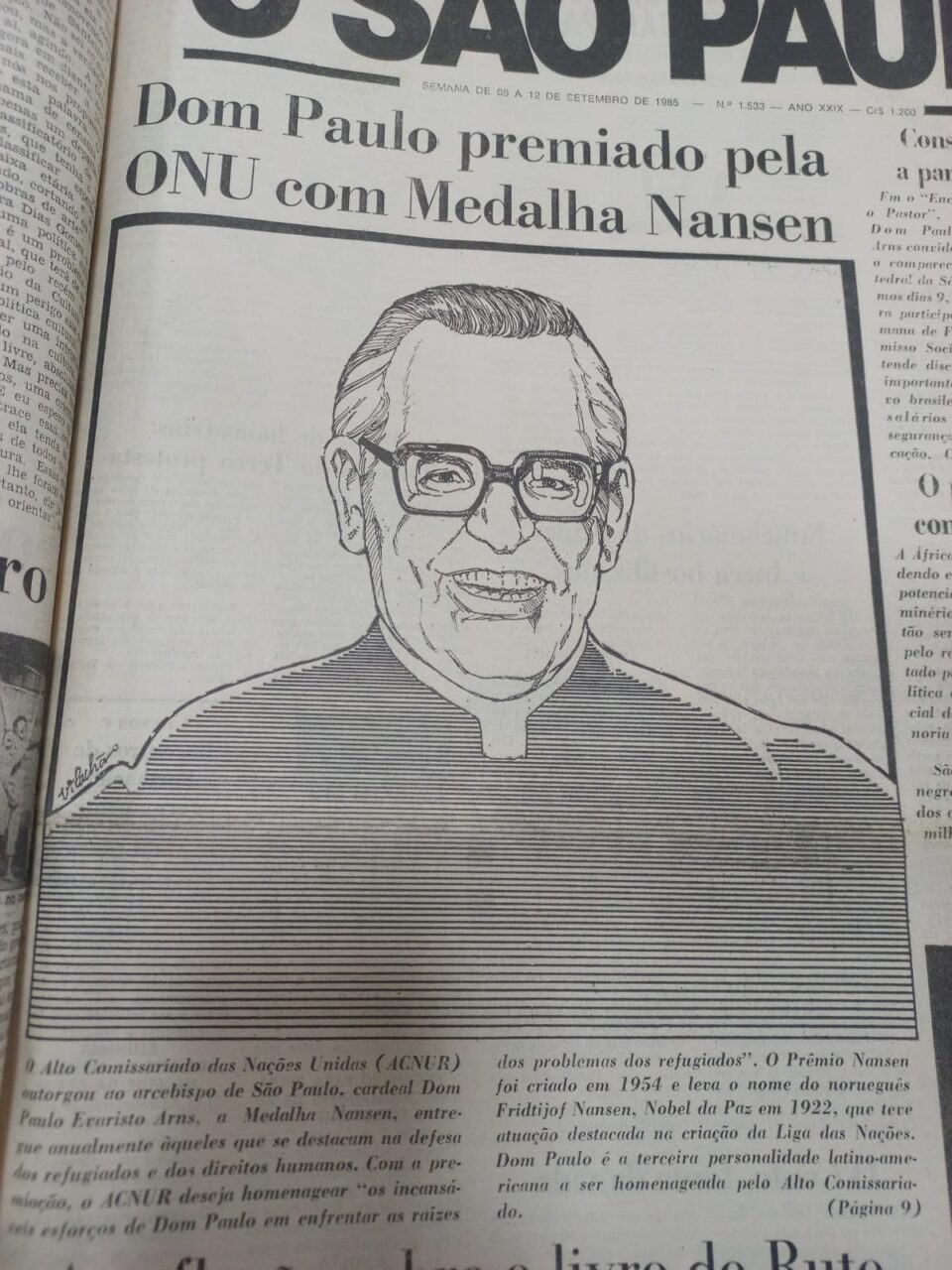 Agência da ONU para Refugiados concederá premiação a Irmã Rosita Milesi - Jornal O São Paulo