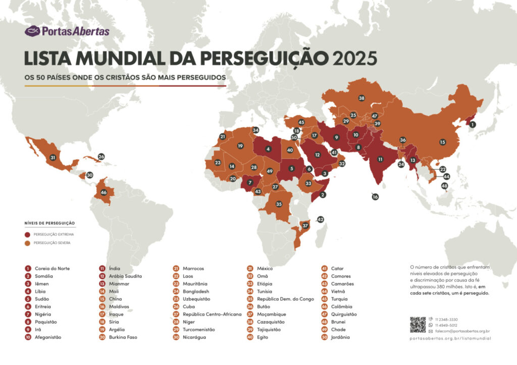 Lista Mundial da Perseguição 2025 revela cenário alarmante para cristãos - Jornal O São Paulo