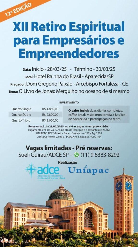 ADCE Brasil promoverá retiro espiritual para empresários e empreendedores - Jornal O São Paulo