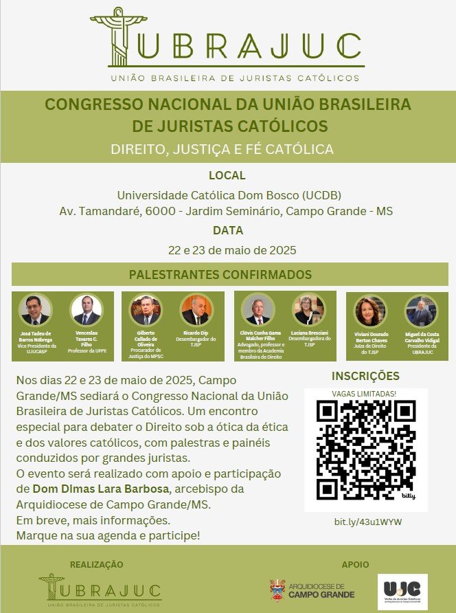 Em maio, congresso da Ubrajuc destacará o Direito sob a ótica dos valores católicos - Jornal O São Paulo