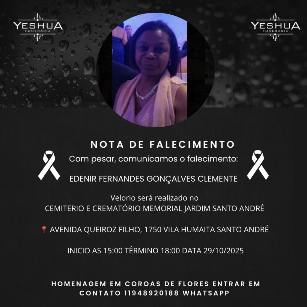 Pesar pelo falecimento da senhora Edenir Fernandes - Jornal O São Paulo