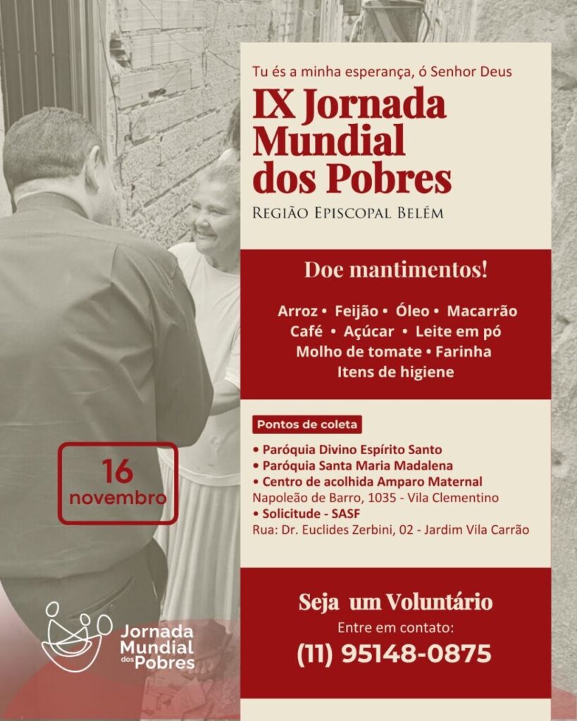 Dia Mundial dos Pobres: na Arquidiocese, programação inclui peregrinação jubilar e ações caritativas  - Jornal O São Paulo