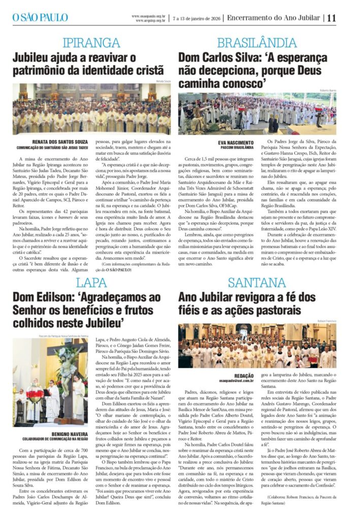 Jubileu é concluído, mas o chamado a caminhar na esperança continua - Jornal O São Paulo