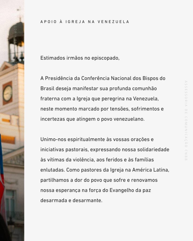 CNBB expressa solidariedade à Igreja na Venezuela e à população - Jornal O São Paulo
