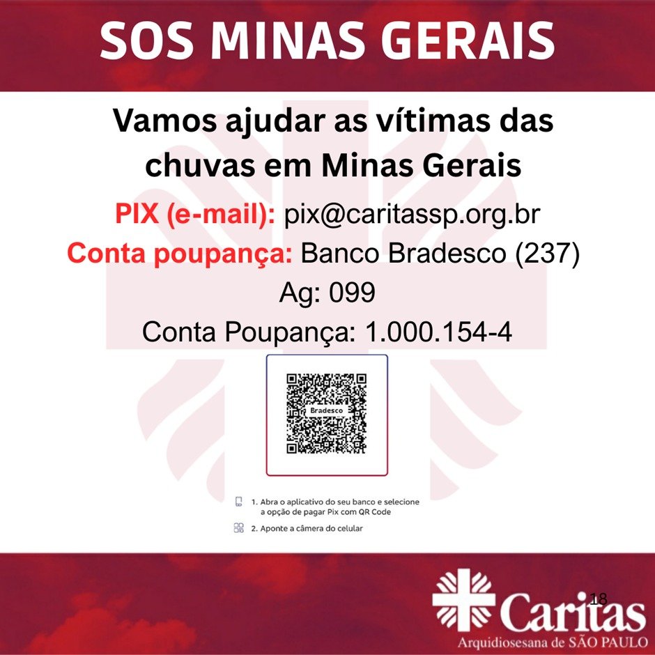 Arquidiocese de São Paulo lança campanha SOS Minas Gerais para vítimas das chuvas